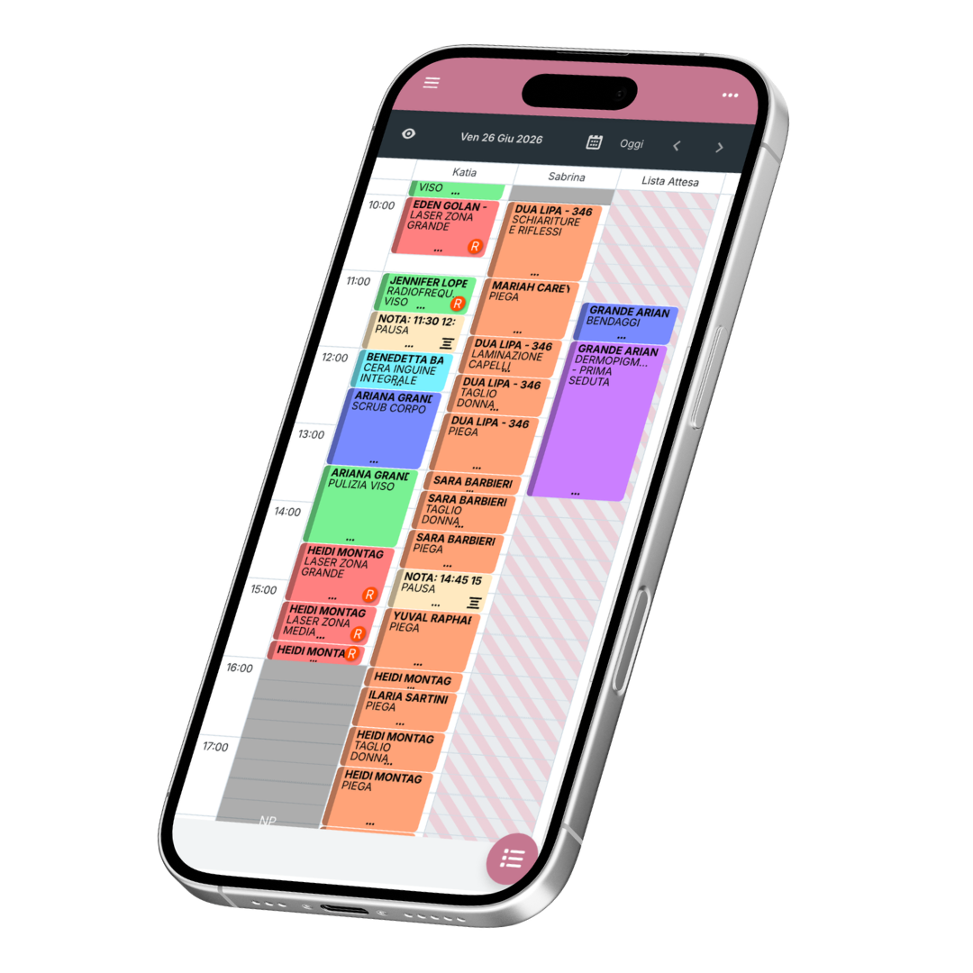 agenda beautycheck su iphone con gestione della lista di attesa